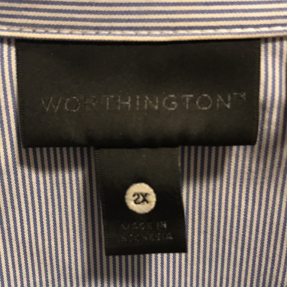 Worthington blue and white striped 3/4 sleeve blouse. Size 2X. Stretch - Picture 2 of 4